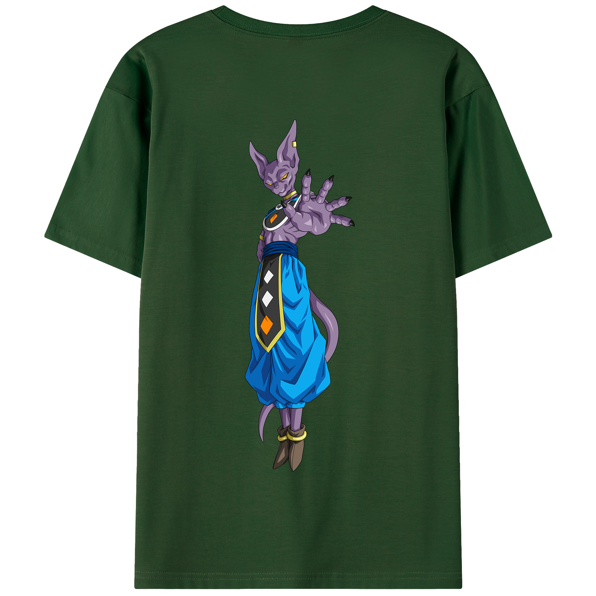 （画像用） ドラゴンボール ビルス 破壊神ビルス DRAGON BALL Beerus Birusu 綿100％半袖Tシャツ（背面プリント）